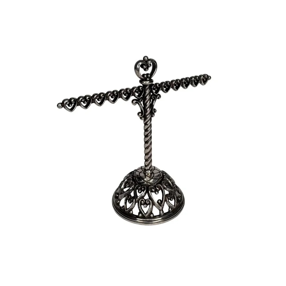 Brighton Silver Heart Scrollwork Earring Tree Stand Jewelry Stand Holder